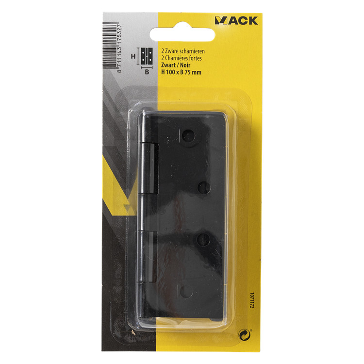 Mack 1071172 - 2 cerniere pesanti nere h 100 x l 75 mm | 5 pezzi