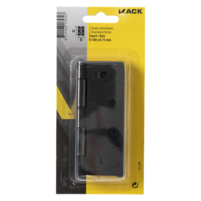 Mack 1071172 - 2 cerniere pesanti nere h 100 x l 75 mm | 5 pezzi