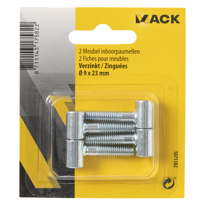 Mack 1071182 - 2 cerniere per mobili zincate ø 9 x 23 mm | 5 pezzi