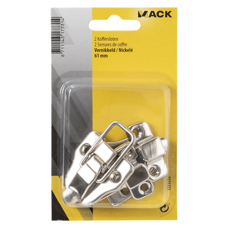 Mack 1071221 - kofferslot vernikkeld 61 mm | 5 stuks