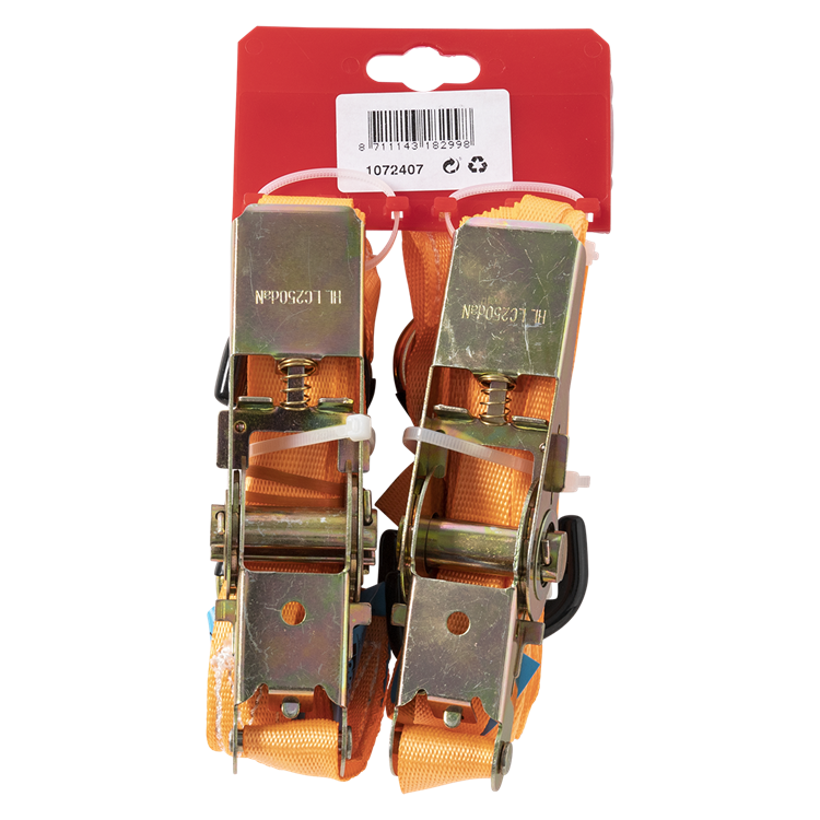 Mack 1072407 - 2 spangordels pe, ratelspanner25mm-5m max 500kg 2d,2 s haken | 5 stuks