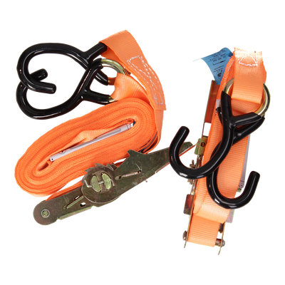 Mack 1072109 - 2 cinghie di tensione pe, tenditore a cricchetto 25mm-6m max 500kg 2d, ganci a s | 5 pezzi