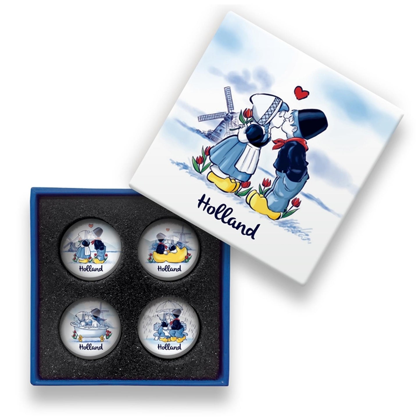 Imanes de cristal Holanda pareja besándose 4uds
