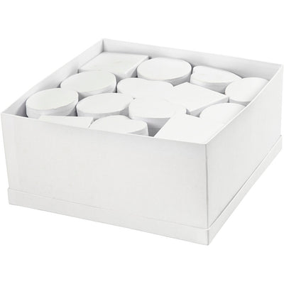 Cajas de empresa Creativ en caja expositora, h: 5 cm, p 10-12 cm, blanco, 27 piezas 1 caja