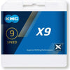 KMC X9 Grey fietsketting, 114 schakels, 9-speed, grijs