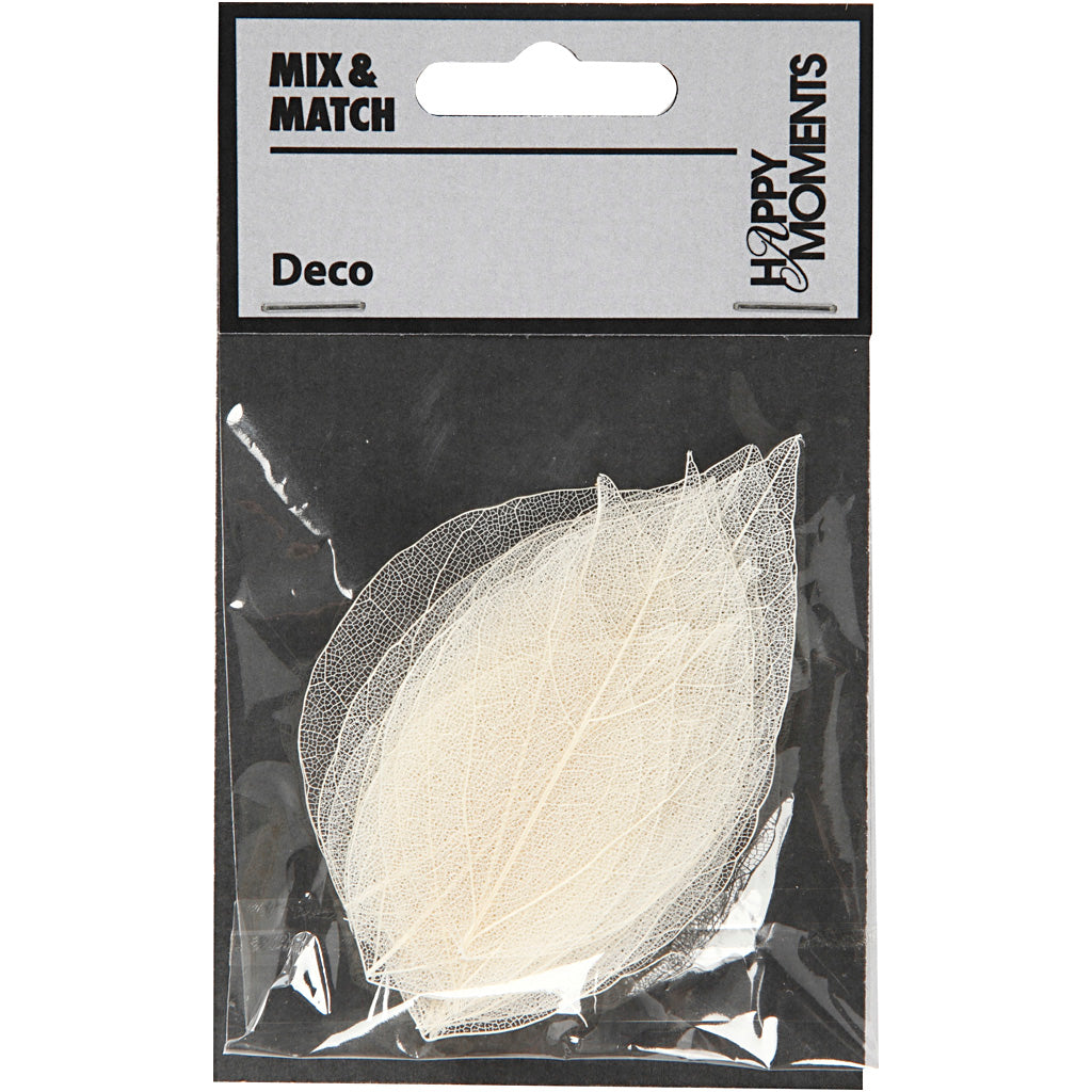 Foglie scheletro Creative Company, l: 6-8 cm, bianco, 20 pezzi 1 scatola