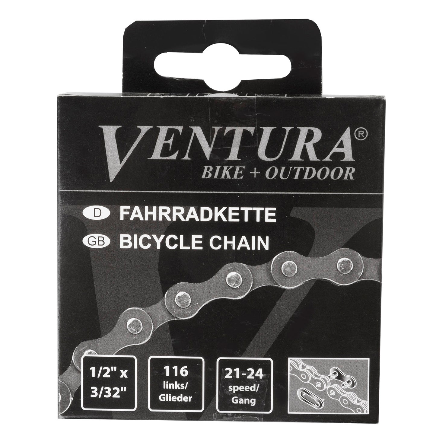 Collar Ventura 8 Velocidad, 1 2x3 32 116L Marrón gris (paquete colgante)