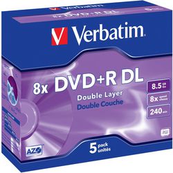 DVD+R jewel case 8.5GB verbatim 8x 5 pieces