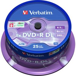 Perno DVD+R da 8,5 GB totale 8x 25 pezzi