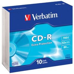 CD-R slim wrap 700mb verbatim 52x 80min. 10 piece