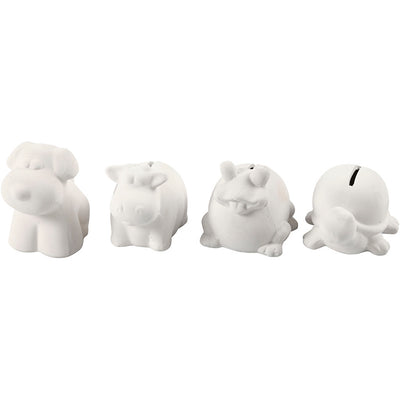 Creativ company terracotta spaarpotten dieren 10 cm 4 stuks