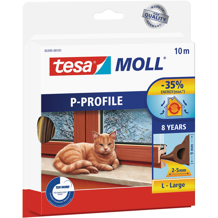 Tesa 1076419 - moll p-profile l 10m nastro sigillante marrone 9x5,5mm | 2 pezzi