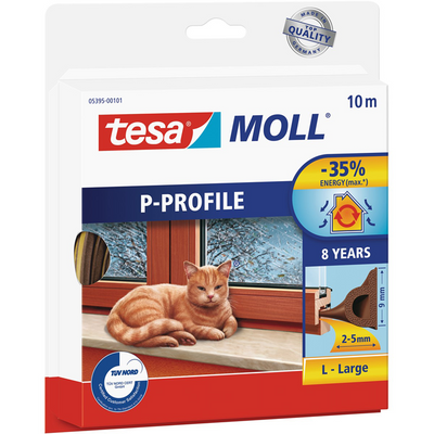Tesa 1076419 - moll p-profile l 10m nastro sigillante marrone 9x5,5mm | 2 pezzi