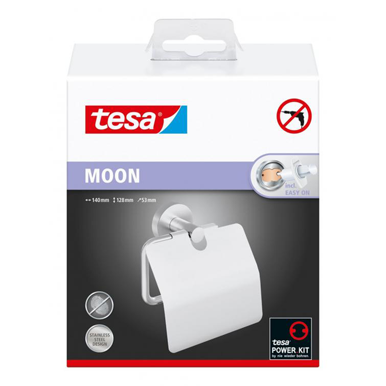 Tesa 1073542 - Portarrollos luna con tapa acero inoxidable | 1 pieza