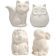 Salvadanaio animali Creativ Company, gufo, volpe, riccio, lepre, h: 9-10 cm, bianco, 4 pezzi 1 scatola