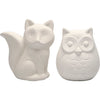 Creativ Company Hucha con forma de animal, búho y zorro, h: 9 cm, blanco, 2 piezas 1 caja
