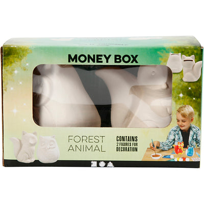 Creativ Company Hucha con forma de animal, búho y zorro, h: 9 cm, blanco, 2 piezas 1 caja