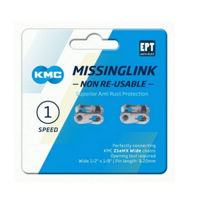 KMC Link WideKMC MissingLink Z1eHX NR EPT - Blocca catena per bicicletta, 2 m, nero