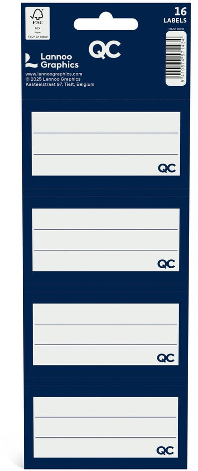 Etichette scolastiche autoadesive Qc color blu navy - set da 16 pezzi