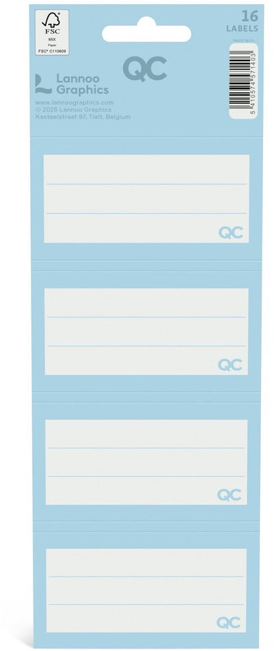 Etichette scolastiche autoadesive Qc color blu - set da 16 pezzi