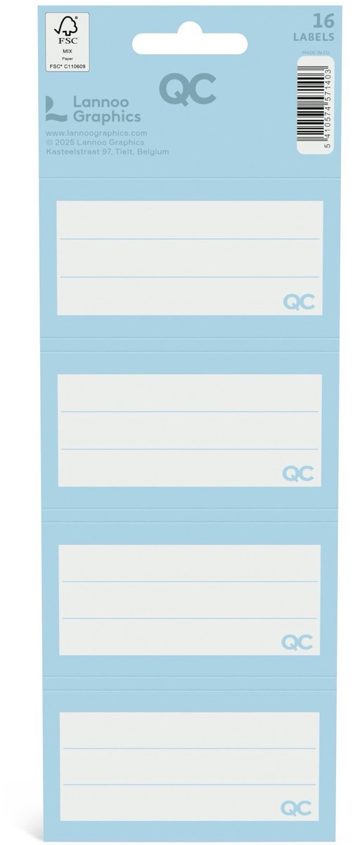 Etichette scolastiche autoadesive Qc color blu - set da 16 pezzi