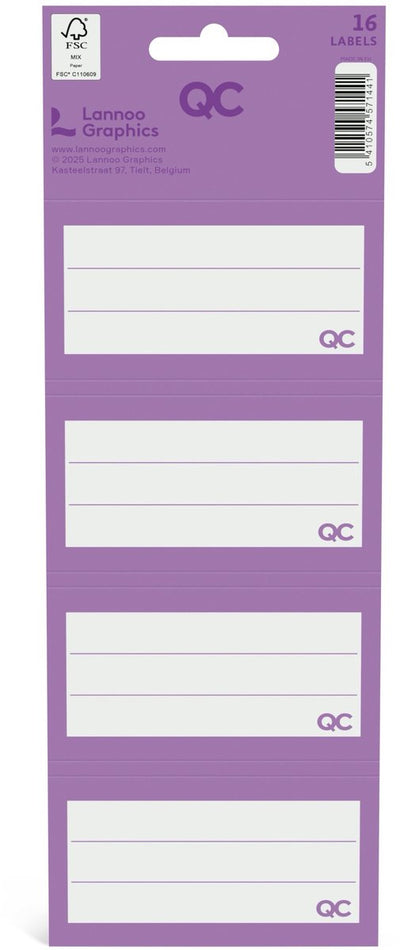 Etichette scolastiche autoadesive Qc color viola - set da 16 pezzi