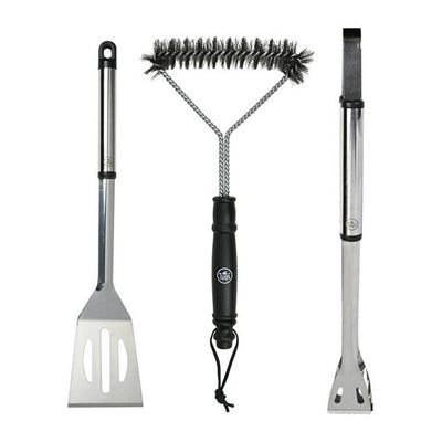 Interbosch flamecraft juego de herramientas para barbacoa 3 piezas acero inoxidable negro