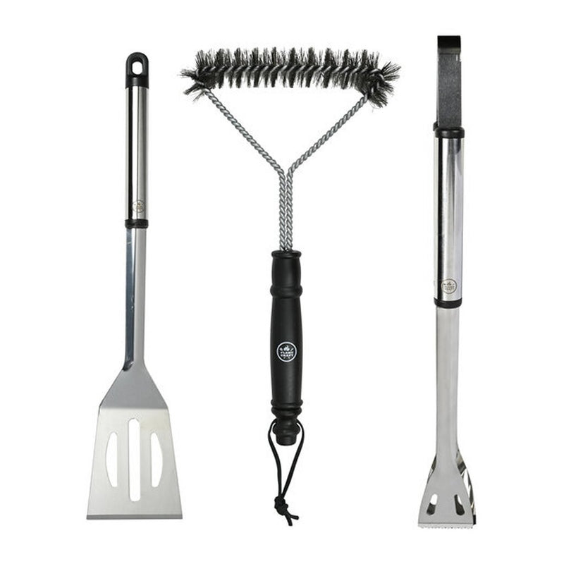 Interbosch flamecraft bbq gereedschapset 3-delig zwart rvs