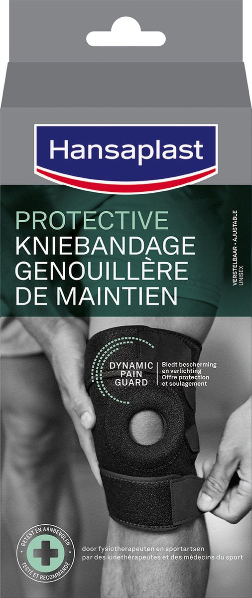 Hansaplast protective sport knie bandage - kniesteun - knie brace - knie ondersteuning - knie verband - verstelbaar - zwart - 1 stuk
