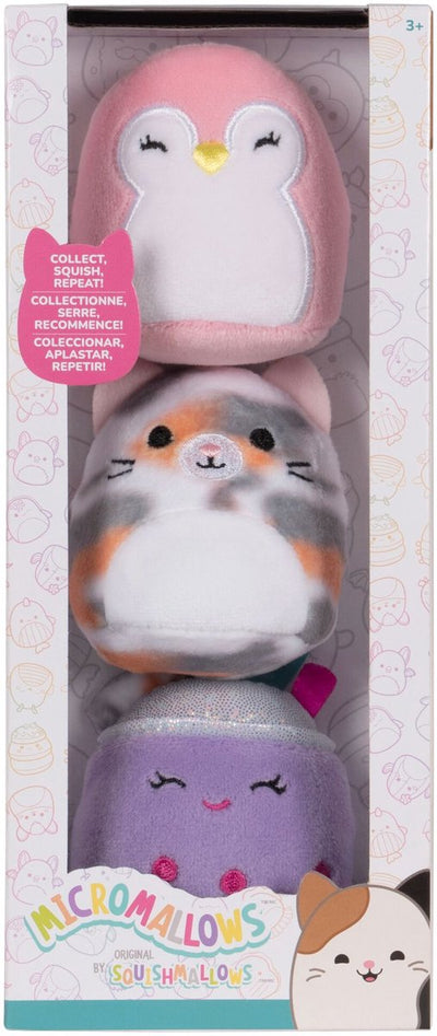 Jazwares micromallows - Pack de 3 squishmallows de peluche (piper, niamh, tahoe) 6cm