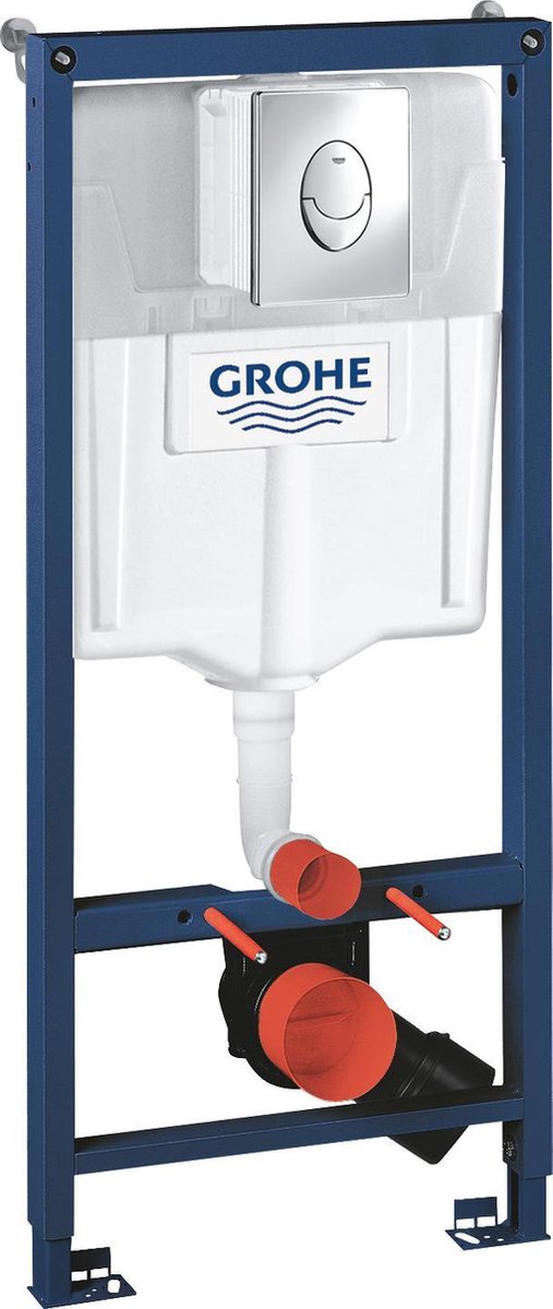 Grohe Rapid SL Juego 3 en 1 para inodoro suspendido - 1,13 m - incl. juego de montaje en pared - con placa de control de aire cromada para patines