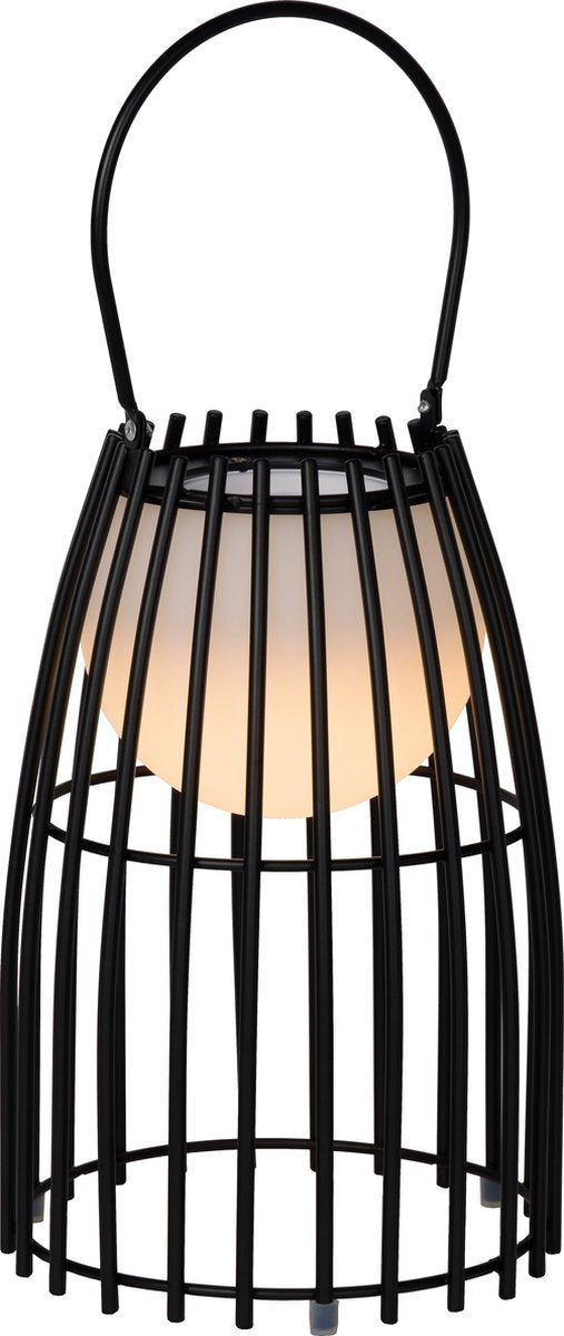 Lucide fjara - lámpara de mesa recargable interior exterior - batería recargable - ø 17,5 cm - led dim to warm - 1x0,3w 3000k - ip44 - negro