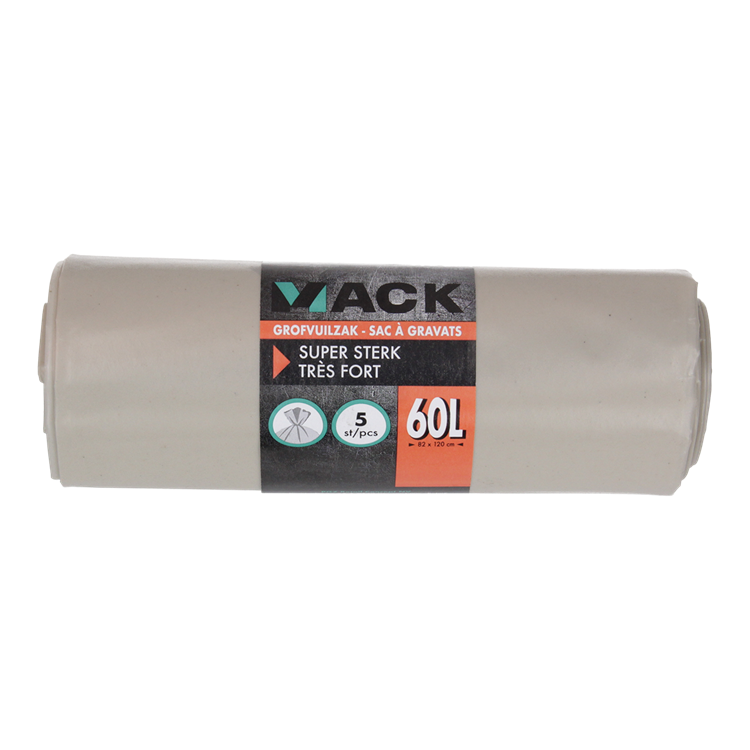 1054869 - grofvuilzak 60l, extra sterk transparant ldpe, 5 st per rol | 10 stuks