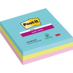 Notes post-it super sticky 101x101mm assorted pack 3 pieces 70 sheets