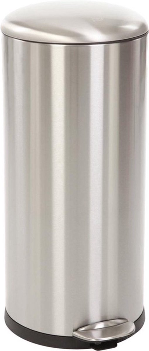 Eko belle deluxe cubo de basura con pedal de 30 litros - cubo de basura con cubo de basura extraíble - a prueba de huellas dactilares - cierre suave - h66xl38xw33 cm - plata mate