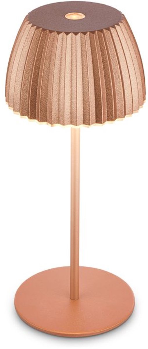 B.k.licht briloner champ mini - mini lampada da tavolo ricaricabile - lampada senza fili - dimmerabile al tocco - per interni ed esterni - vincitore del German Design Award 2025 - rame - ø8,5 x 20 cm