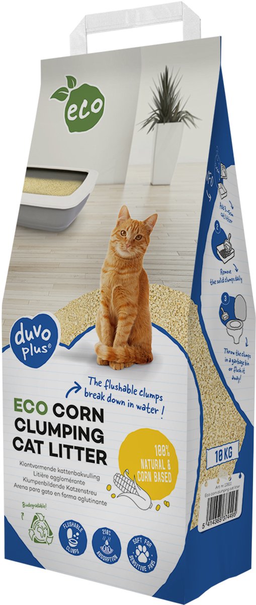 Duvo plus - cat litter - cat - eco corn clumping cat litter 10kg 16.37l - 1pc