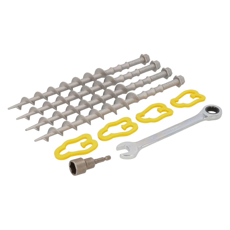 Set completo di picchetti a vite Alu-camp 31 cm (set da 4) - incluso adattatore e chiave