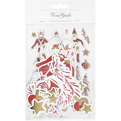 Etichette Vivi gade, misura 2,2x12,5 cm, oro, rosso, bianco, 57 pezzi 1 scatola