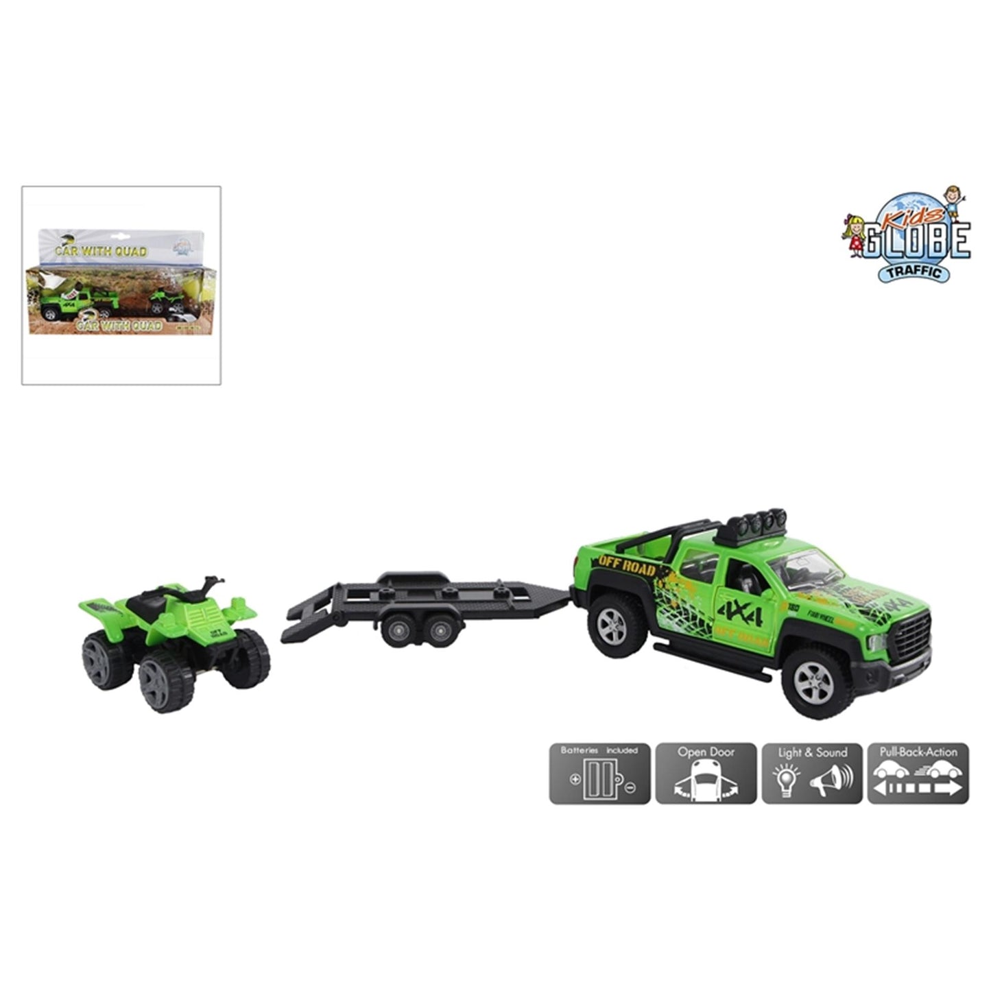 Veicolo di superficie globale per bambini con rimorchio e luce quadrista e suono