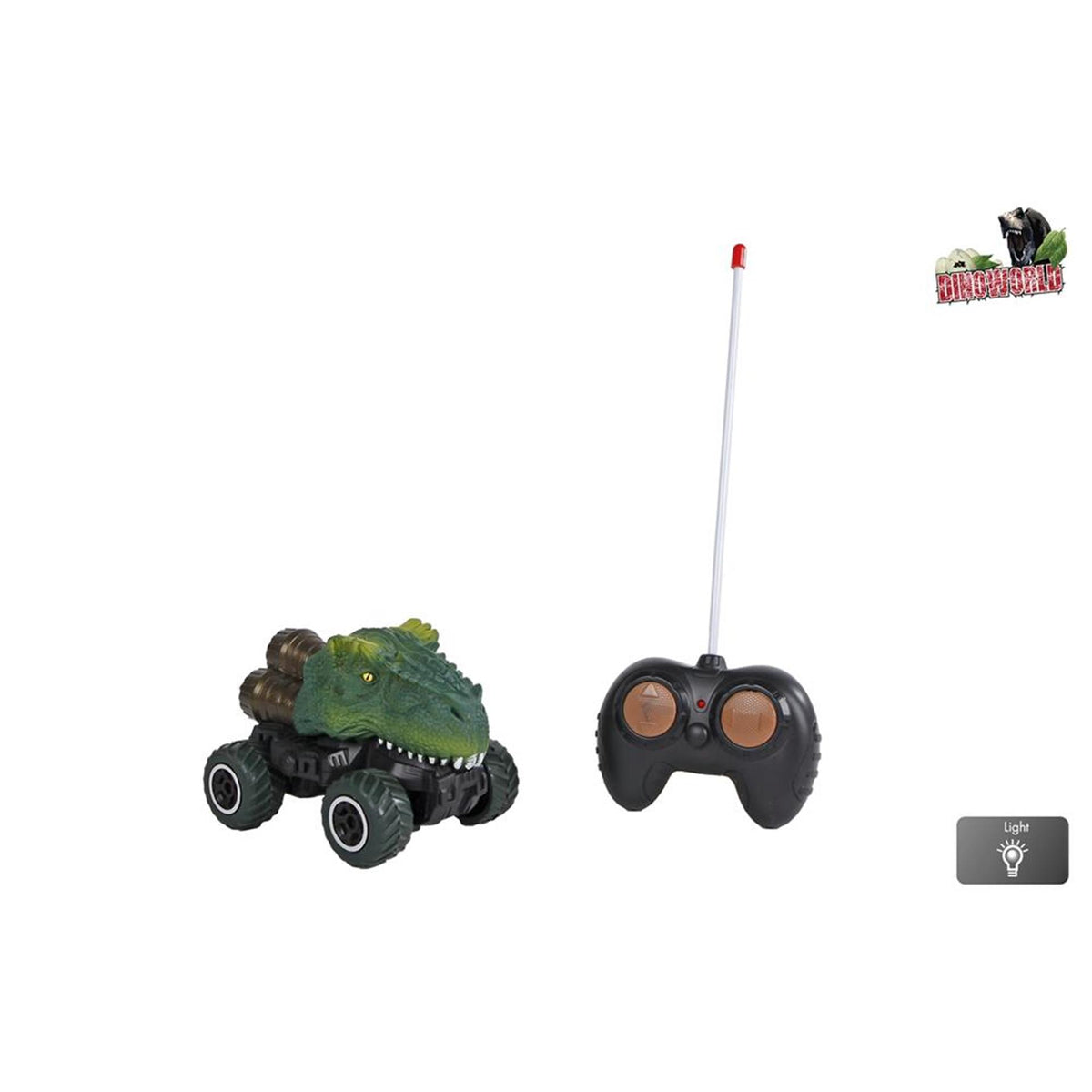 RC Dinoworld Dinosaurus auto controllabile RC con luce, 12,5 cm