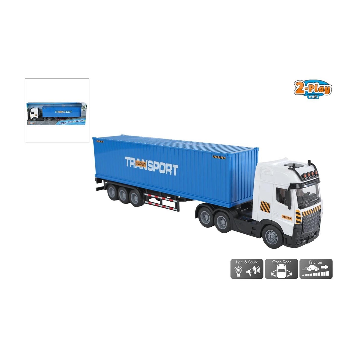 Camion da 2 giocatori con rimorchio di attrito e suono 38 cm