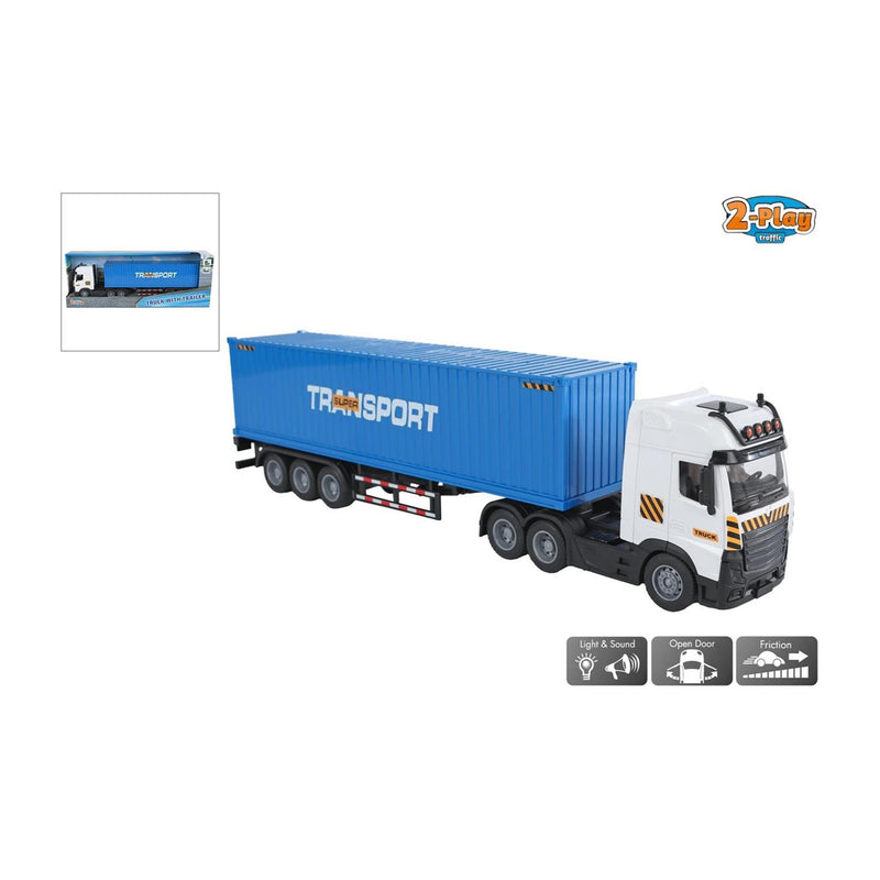 Camion da 2 giocatori con rimorchio di attrito e suono 38 cm