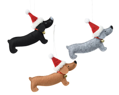Decoris colgante navideño perro salchicha fieltro 15cm