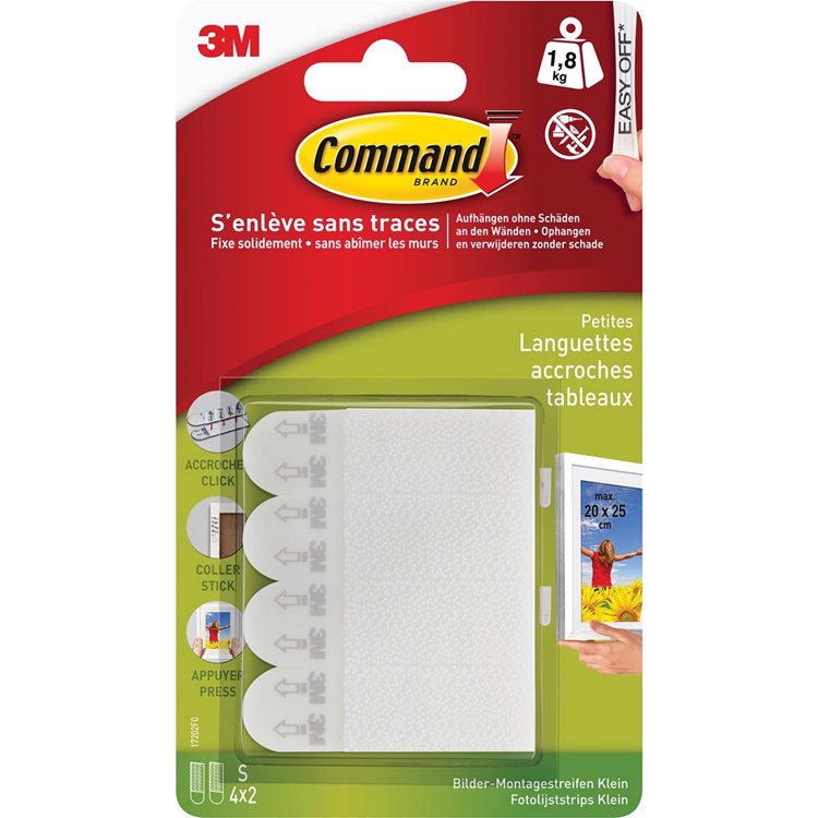 3m 1075981 - strisce portafoto command s bianche 4 paia | 12 pezzi