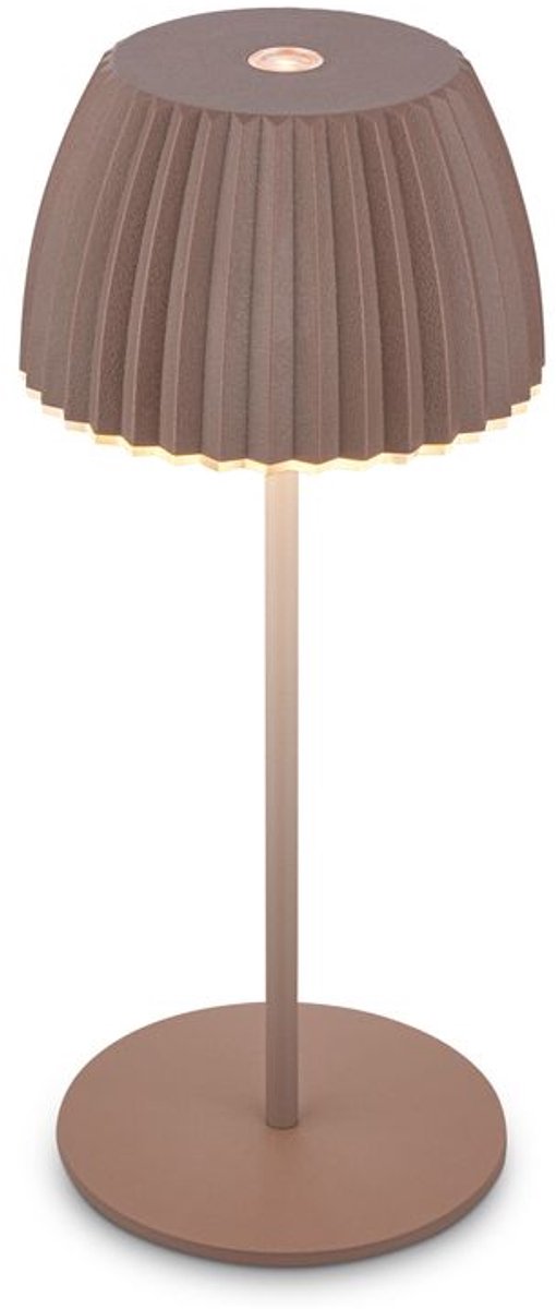 B.k.licht briloner champ mini - mini lampada da tavolo ricaricabile - lampada senza fili - dimmerabile al tocco - per interni ed esterni - vincitore del premio tedesco per il design 2025 - marrone - ø8,5 x 20 cm