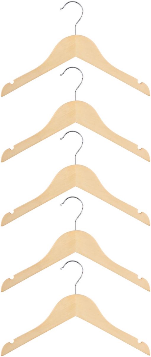 Alpina kinder kledinghangers hout – 5 stuks - kleerhangers - kinderhangers - houtkleurig