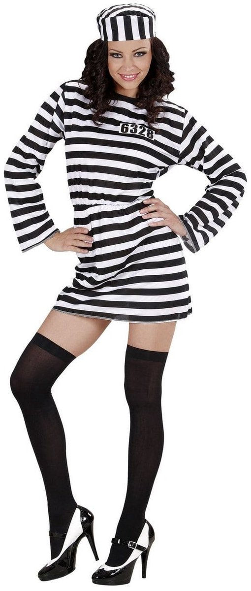 Abito da prigioniera Finidi bianco e nero da donna