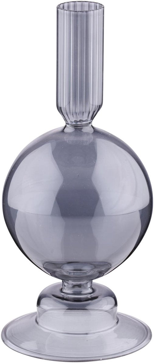 Arti casa Portavelas para vela de cena - Portavelas transparente - Decoración salón - ø8 x 18 cm - Gris - Vidrio