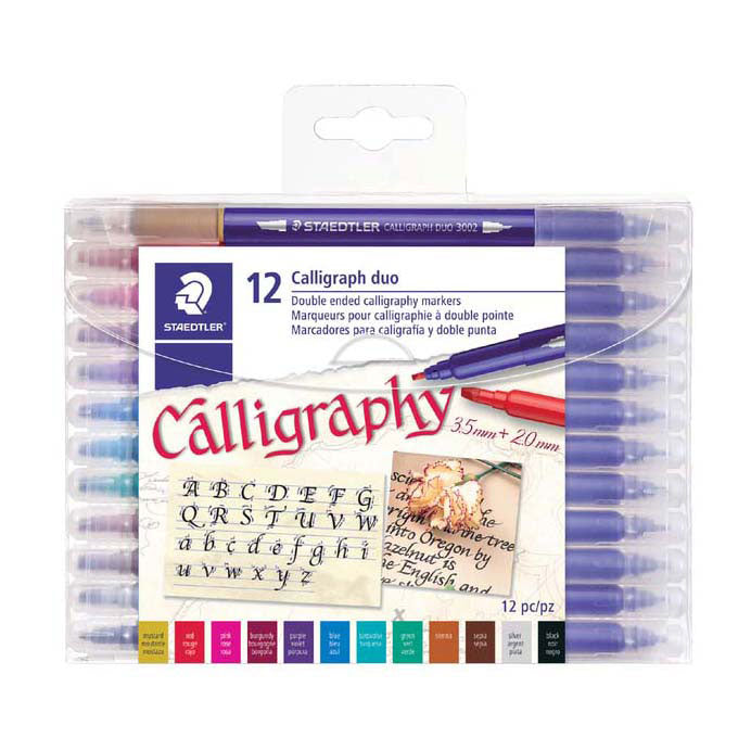 Staedtler kalligrafiepennen 3005 tb12 kleurenassortiment inkt op waterbasis